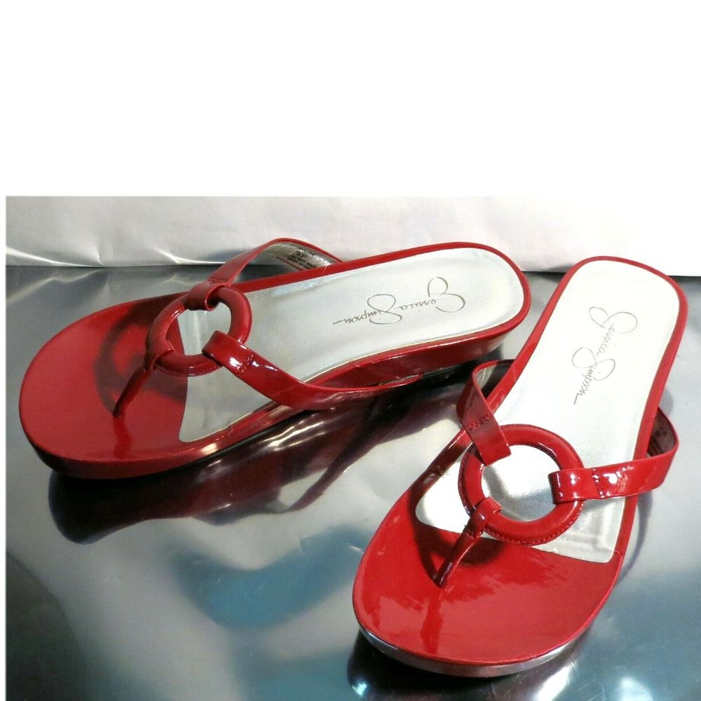 Jessica Simpson JS - Florie, Mesh Red Thong Style Flats / Sandals, Size 7B - Picture 5 of 9